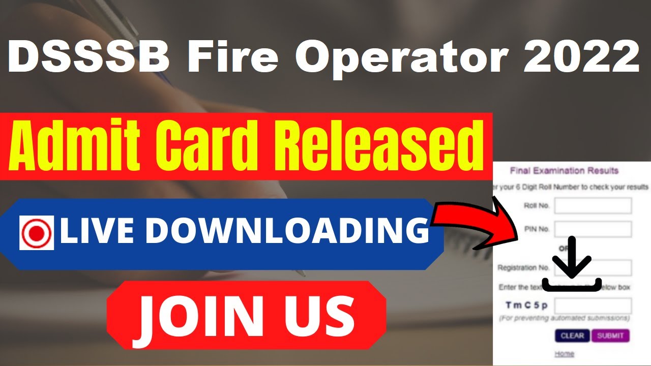DSSSB Fire Operator 2022 Admit Card (Released) - Download Your DSSSB Fire Operator 2022 Call Letter