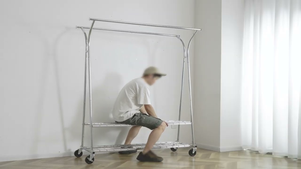 Raybee 78"W Heavy Duty Rolling Clothes Rack with Shelves, 650 LBS Adjustable Commercial Clothing Rack