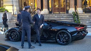 Billionaire Bruce Wayne arriving with His LAMBORGHINI REVUELTO at Hotel de Paris in Monaco!!