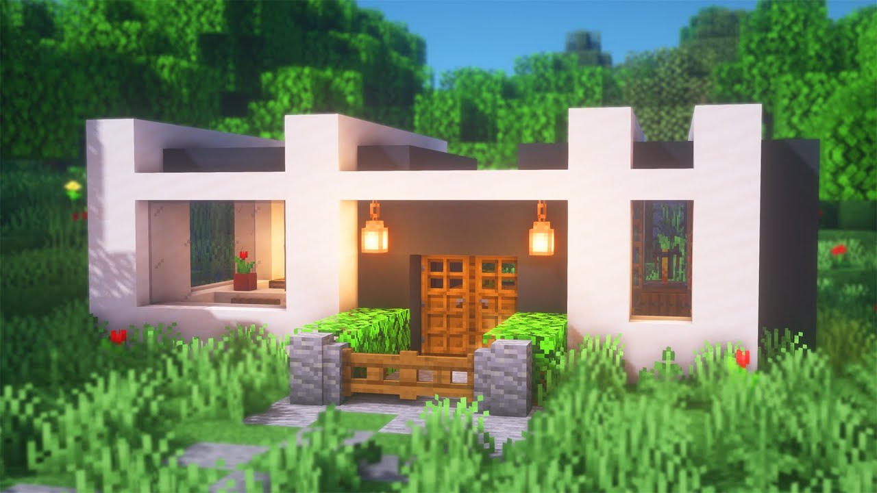 How to build a simplistic, modern starter house! • 📥 Download - link , minecraft house build tutorial