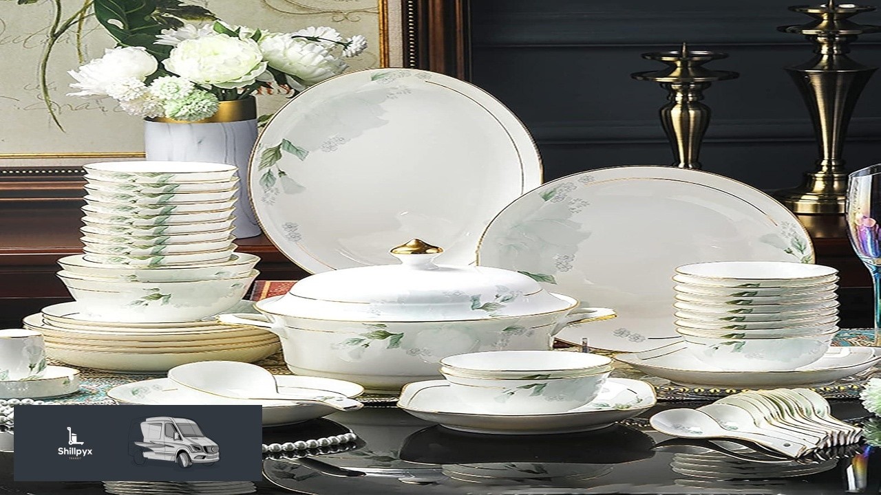 Bone China Dinner Set Porcelain White Dinnerware Kitchen Dinning Round Tableware Combination