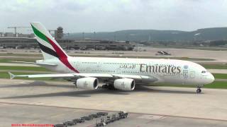 Emirates Airbus A380-861 A6-EDM (DUBAI STICKER) Pushback Taxiing Take Off - Flughafen Zürich Kloten