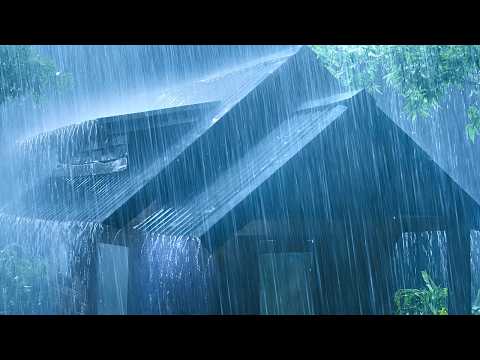 Fall Asleep in 3 Minutes 🌧️ Heavy Rain and Thunder on Tin Roof for Deep Sleep and Stress Relief