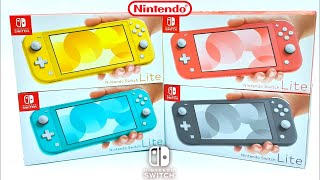 Nintendo Switch Lite - Yellow - Corail - Grey - Turquoise / Unboxing & Review / ASMR