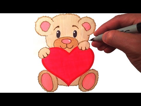 How To Draw A Cute Teddy Bear With A Heart Youtube