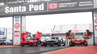 P1 v LaFerrari v 918 Spyder \/\/ 1\/4 Mile At Santa Pod | SCD Holy Trinity Shootout