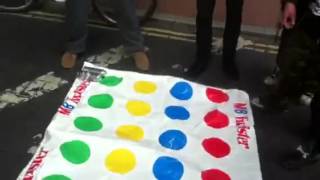 Anti-fascists playing twister after sending the EDL home!