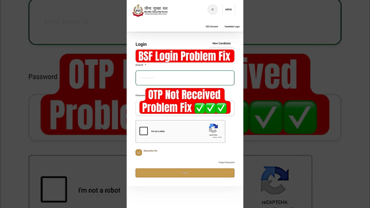 BSF Website Login Problem Fix 💯 | BSF OTP Not Received Problem Solution 2025 💯