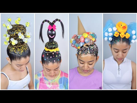 видео: Peinados locos y divertidos para niñas 🤪🌈 | crazy hairstyles 🤪✨