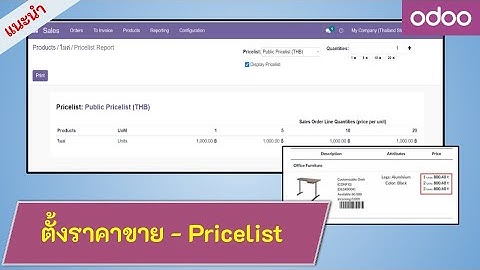 Generate Pricelist Report ใน Odoo - กำหนดราคาขายสินค้า ตามปริมาณการซื้อ และเรียกดูรายงานตามเงือนไข