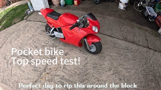 Pocket bike top speed video!