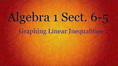 Algebra 6.5 - Graphing Linear Inequalities