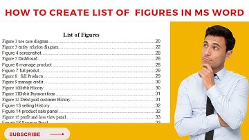 how to create List of figures/ tables In MS Word