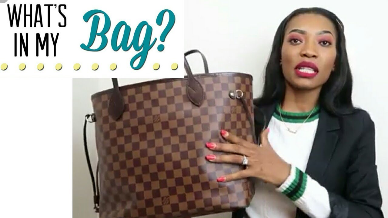 WHAT&#39;S IN MY BAG!? LOUIS VUITTON NEVERFULL MM DEMIER EBENE - YouTube