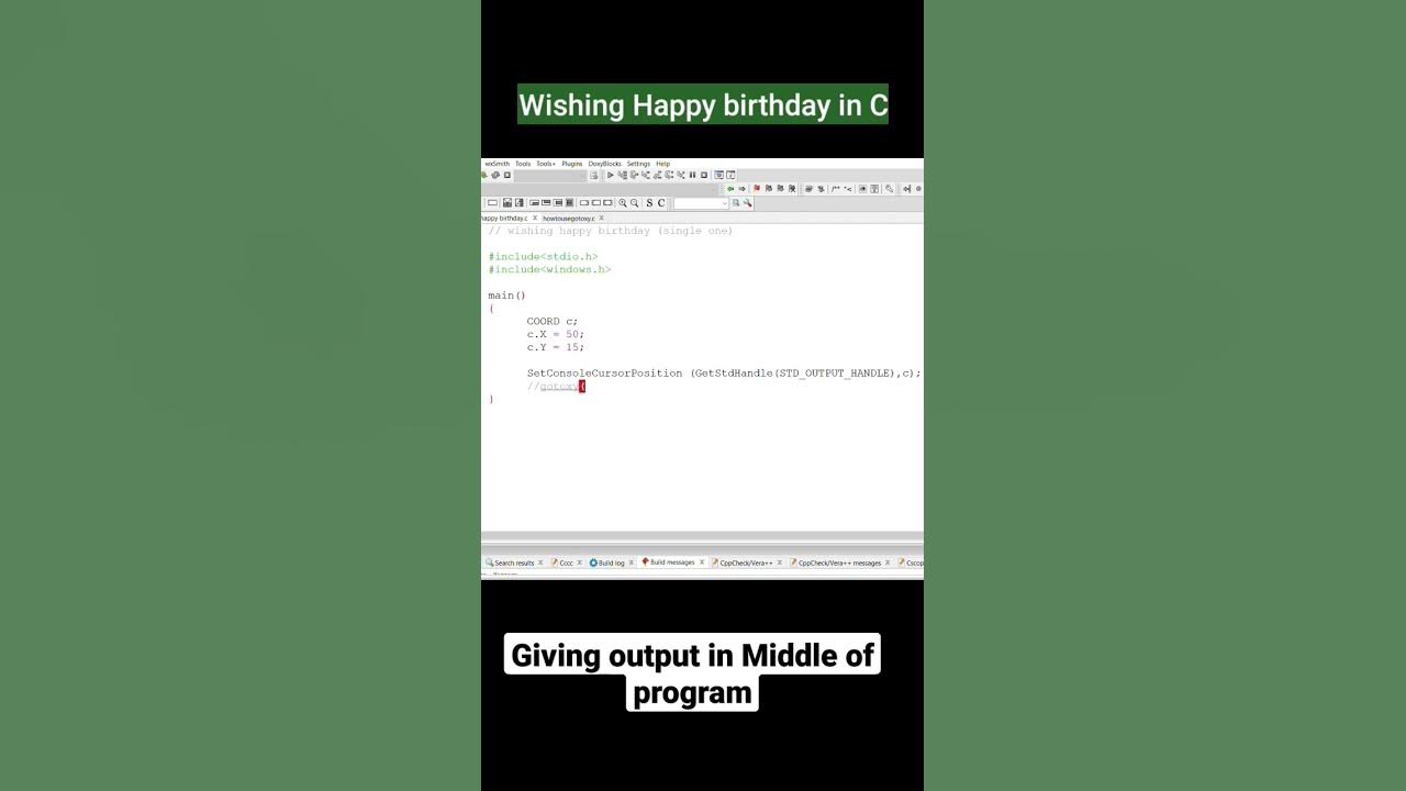 happy birthday/ C programming eg. part 2 #cprogramming - YouTube