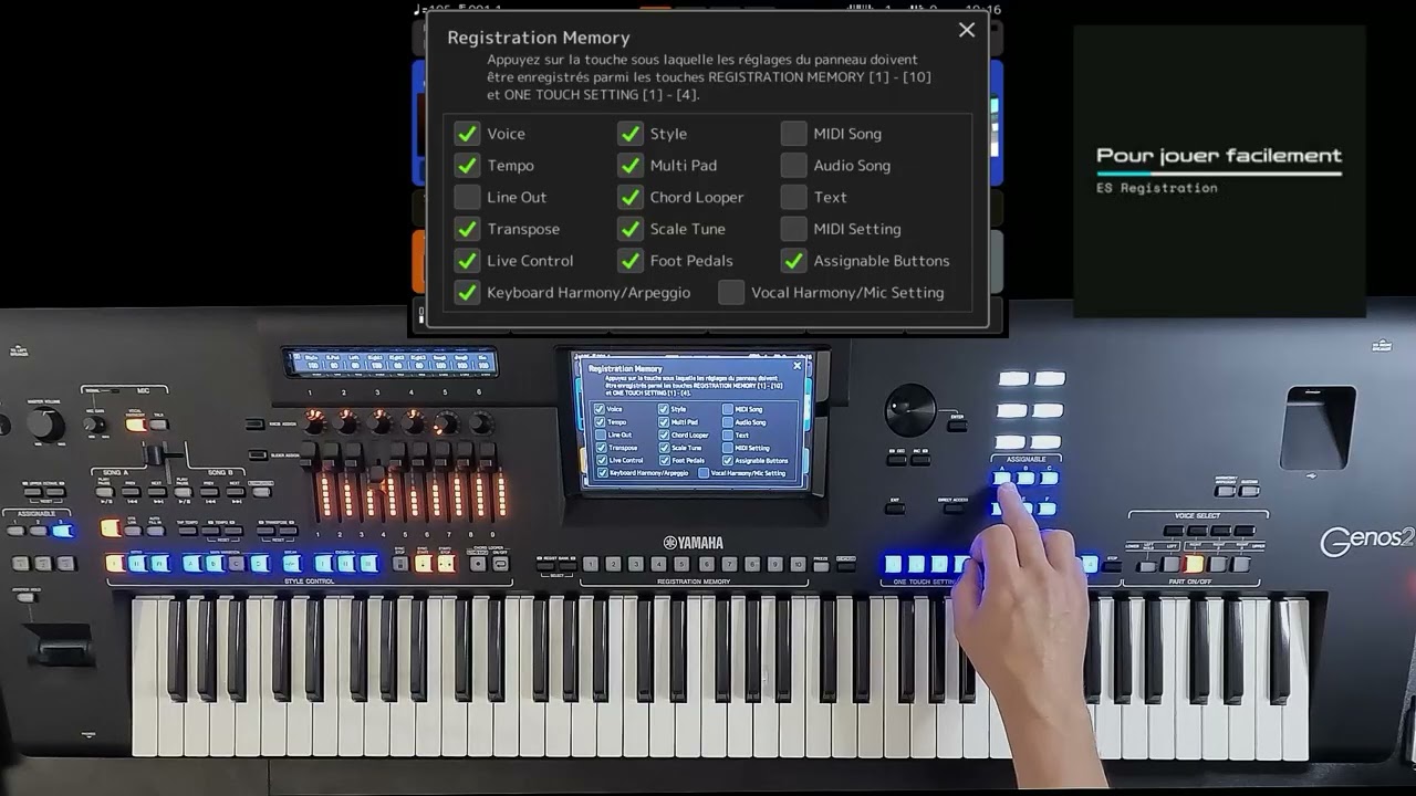 Yamaha Genos 2 ( Tutoriel registration) créer et sauvegarder.