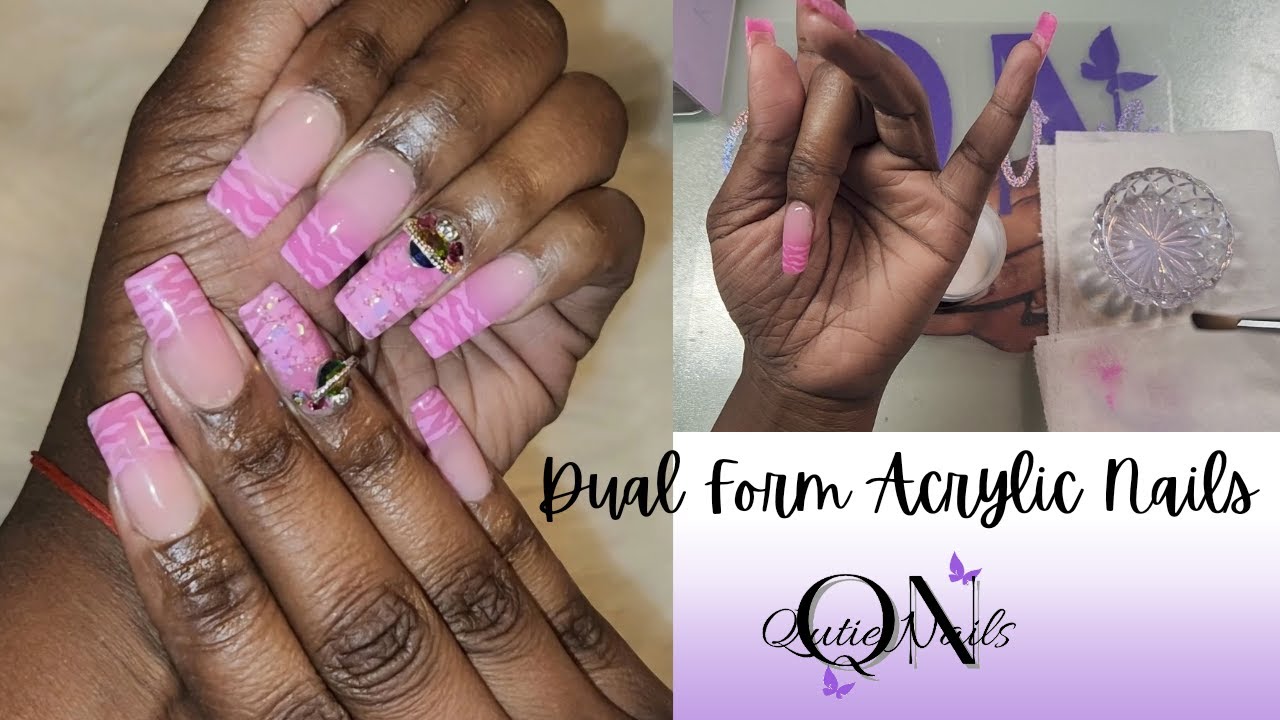 Acrylic Nails with Dual Forms | Lazy Girl Method #qutienails