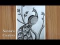 how to  draw a peacock step by step with pencil, Pencil drawing for beginners