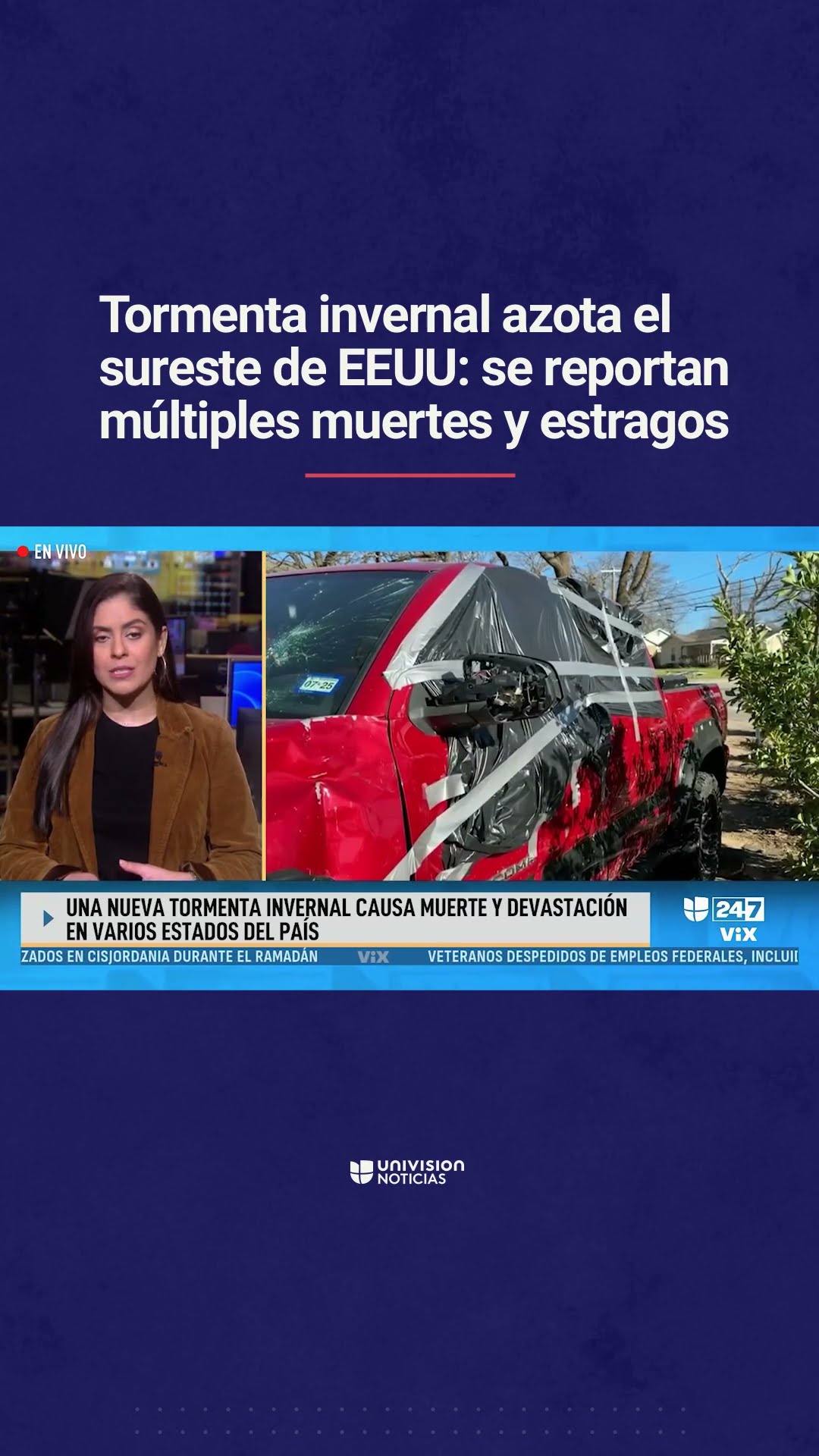 Tormenta invernal azota el sureste de EEUU: se reportan múltiples muertes y estragos