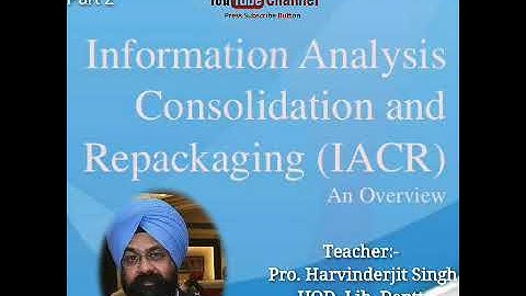 Part 2 Information Analysis Consolidation and Repackaging (IACR) in Library and Information Science