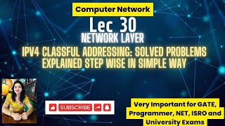 Lec 30: Solved Problems of class(A,B,C) | Classful Addressing | Step by step Solution | Important