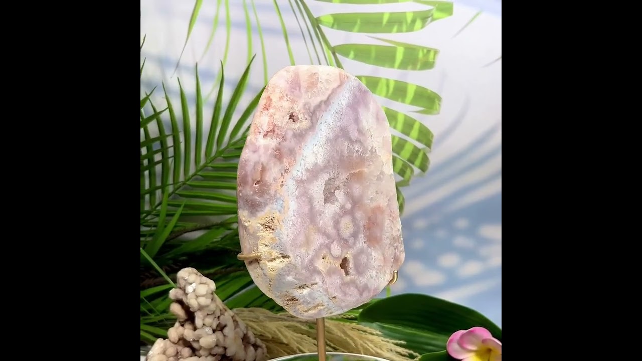 Pink Amethyst Quartz Free Form with Stand Natural Crystal 1244g