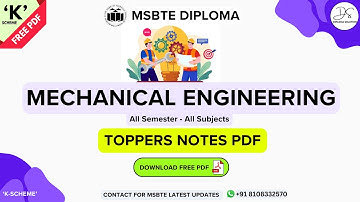 🔴 MSBTE Mechanical Engineering FREE Books/Notes PDF | All Subjects ‘K’ Scheme Free PDF ✅