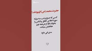 رسول الله فرمودند کسی که سه مرتبه سوره اخلاص و فلق بخواند، خداوند حفظش میکند||#سبسکرایب_کنید