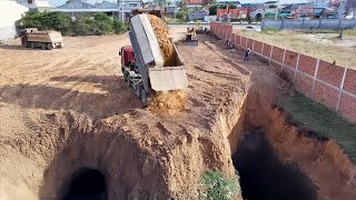 : Started Project Update Using Bulldozer KOMATSU D 58PX Push the soil into the field with truck 25.5T