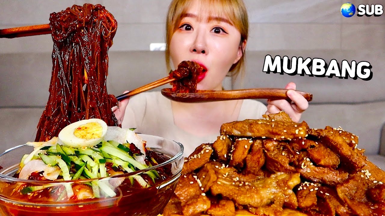 매운 불비빔냉면과🔥🔥 달달한 돼지갈비 왕창 먹방!!❤  냉면의 계절이 지나가네요..😂 Spicy naengmyeon, Pork ribs MUKBANG