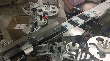 Automatic carton double sides sticker labeling machine+cartoning machine