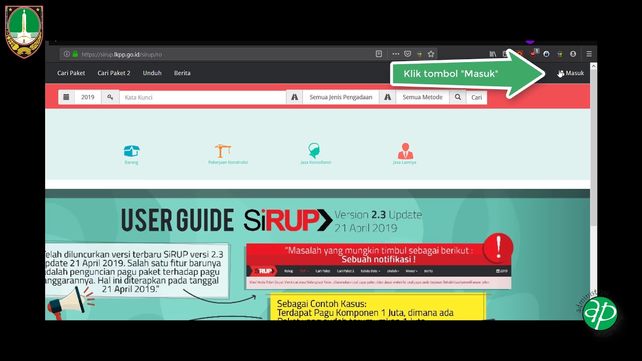 Petunjuk Login PA/KPA (Aplikasi SiRUP LKPP) YouTube