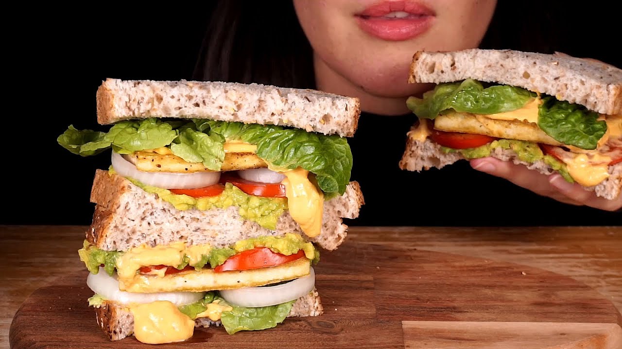 ASMR Grilled Tofu Sandwich With Avocado & Spicy Hummus (Mostly No Talking)