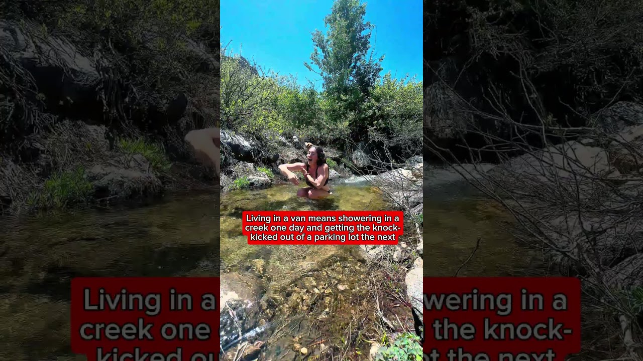 SHOWERING IN A CREEK #creekmaxxing #vanlife