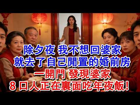 【完結爽文】除夕夜，我不想回婆家，就去了自己閒置的婚前房，一開門，發現婆家8口人正在裏面吃年夜飯！#婆媳 #家庭 #情感故事 #為人處世 #婚姻 #故事 #情感 #出軌 #生活
