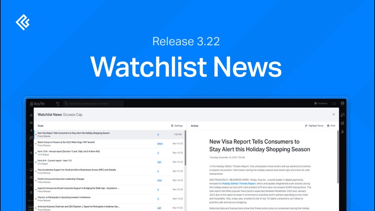 Watchlist News Release