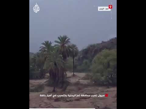 سيول تضرب محافظة تعز اليمنية وتتسبب في أضرار بالغة