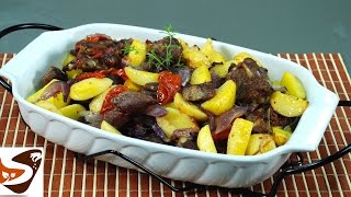 Agnello al forno: con patate, pomodori e cipolla - secondi di carne
(roasted lamb)