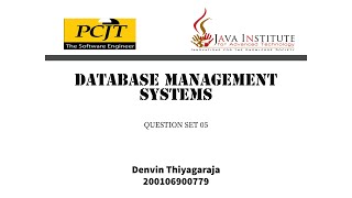 DBMS Question Session Task 05 | 1st Year | Semester 01 | Java Institute