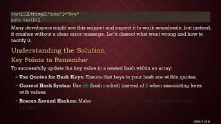 How to Replace a Key Value in a Nested Hash Array in Ruby