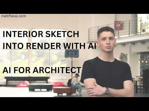 A rough interior sketch being turned into a photorealistic render with MeltFlex AI in 20 seconds