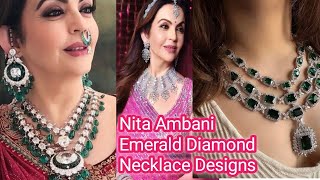 Ambani Inspired Emerald Diamond  jewellery  collection |Nita Ambani Inspired Emerald necklace design