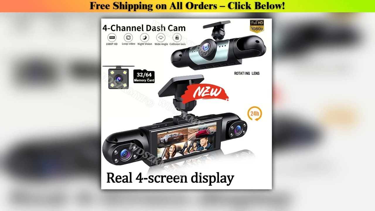 4Lens Car DVR 360 Degrees Video Recorder 1080P Dash Cam 34Channel Front Right left optional Rear Vi