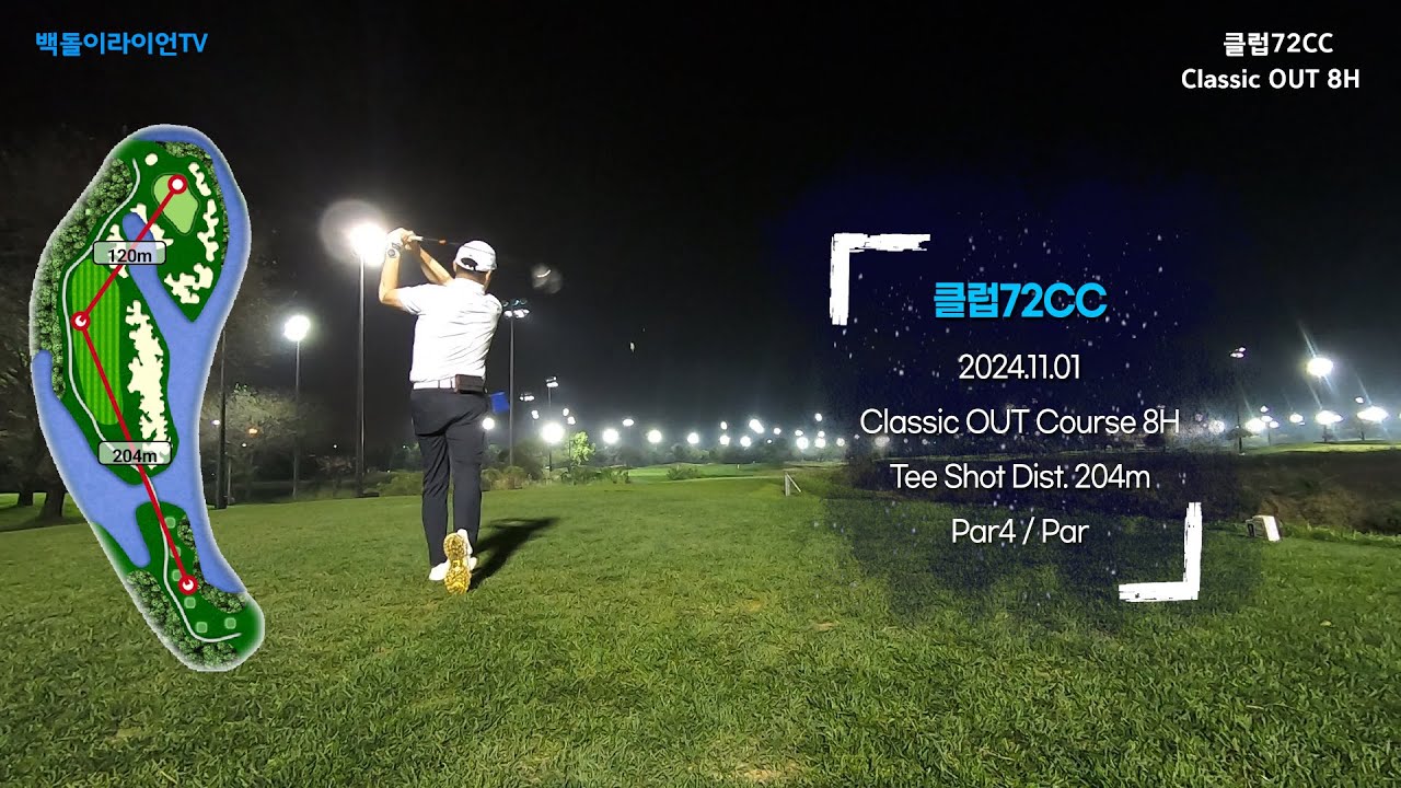 백돌이라이언TV - 클럽72 Classic Out Course 8hole Tee Shot Dist.204m Par4 / Par ...