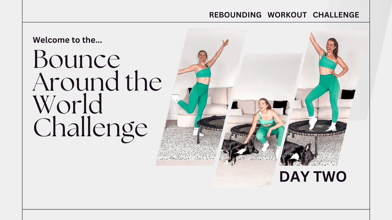 14-Minute Trampoline Rebounder Workout All Levels | Bounce Around The World Challenge | Day 2