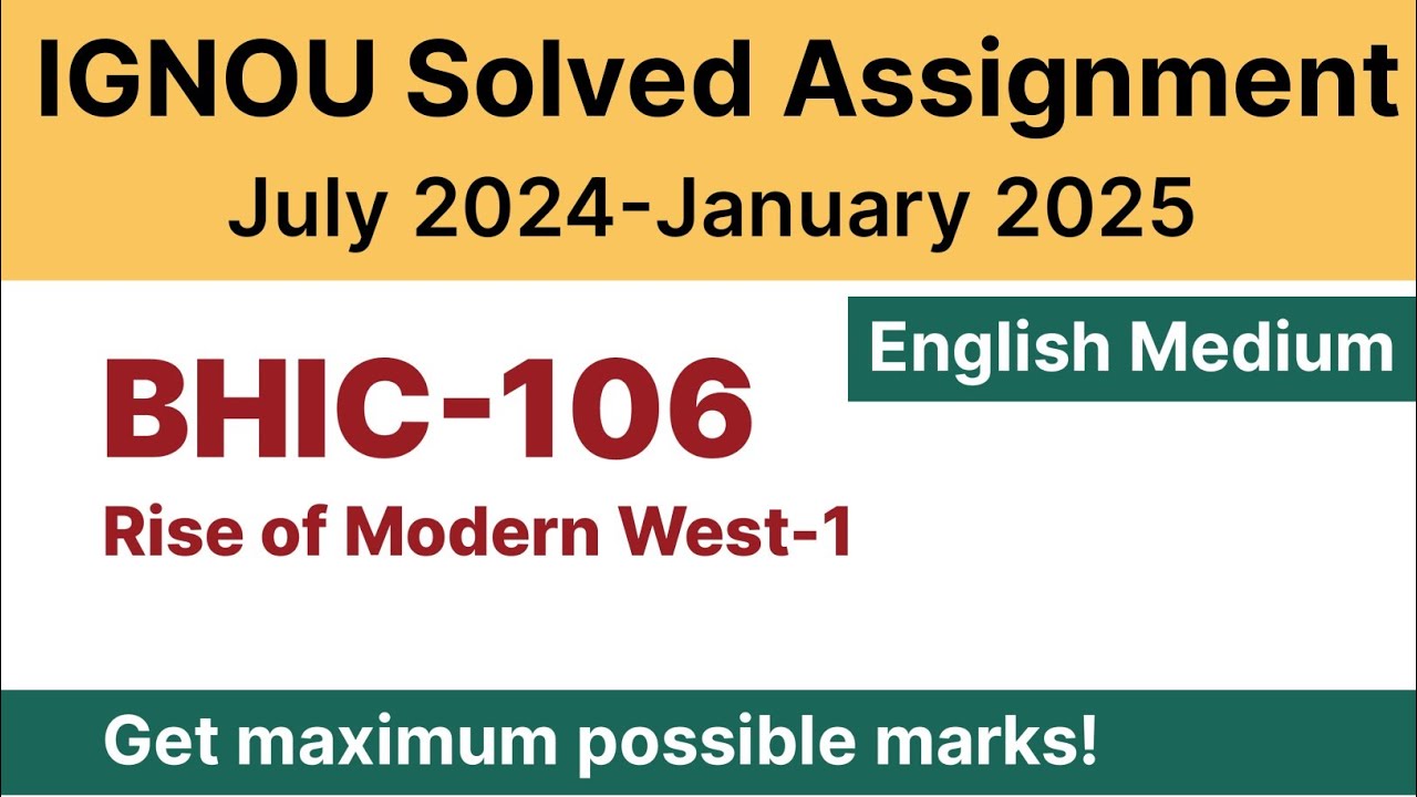 IGNOU BHIC 106 Solved Assignment 2024-25 PDF Download | English Medium | Vidyamojo