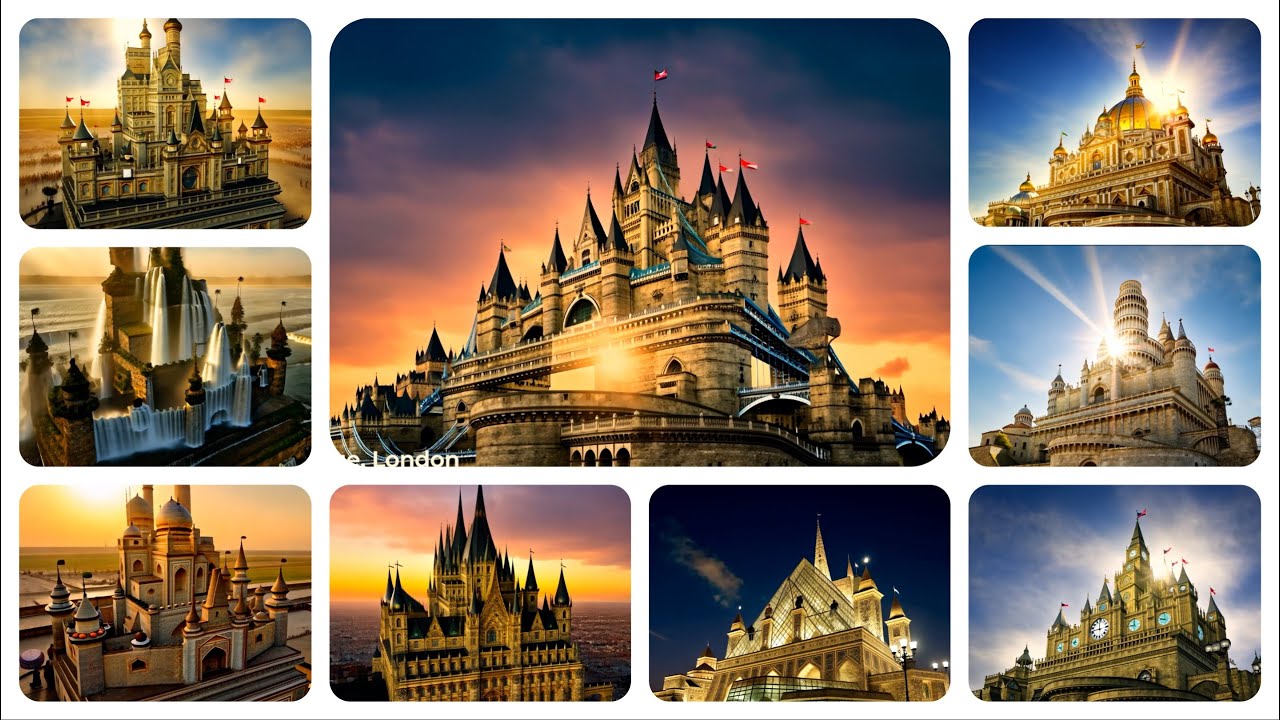 20th Century Cinderella Castle reimagined world attractions by AI