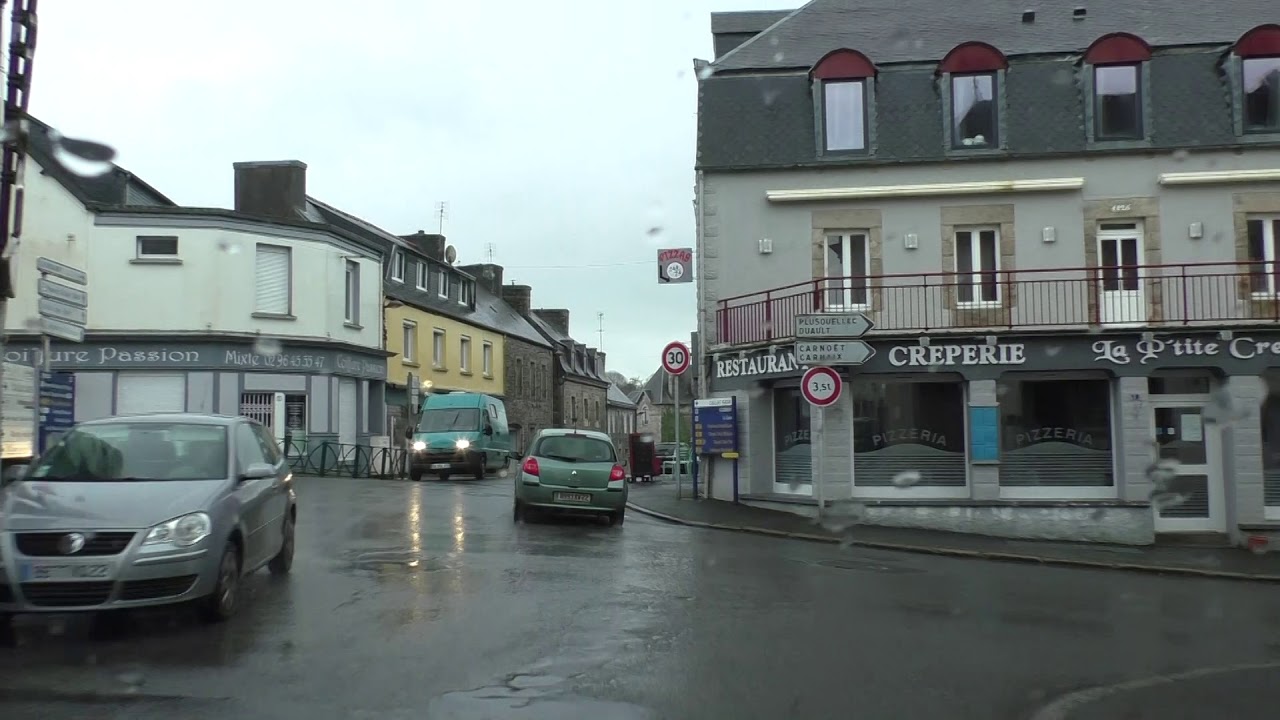 Driving Around 22160 Callac, Côtes d'Armor, Brittany, France 8th March ...