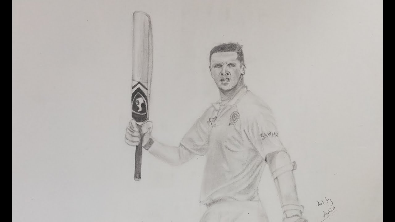 Rahul Dravid  Watercolour  Art sketches Sketches Arty