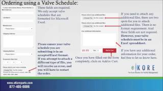 Ordering with Valve Schedules and or Material Lists